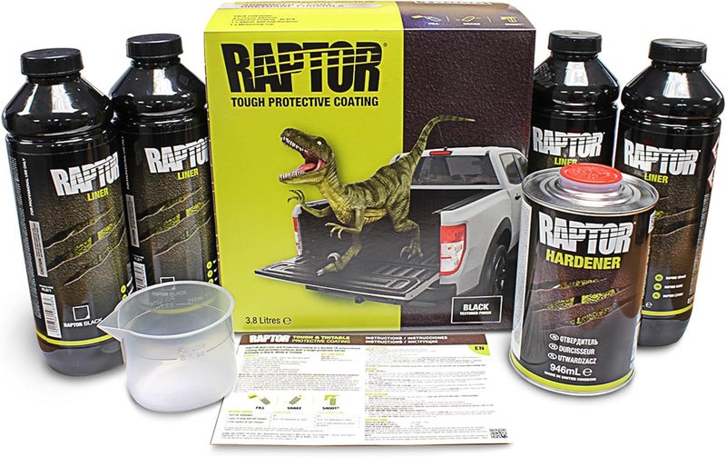 U-POl Raptor Liner Kit, Spray-On Truck Bed Liner Kit, Protective Paint For Tailgates and Trucks, Vehicle Undercoating, Black, 1 Gallon - Image 2