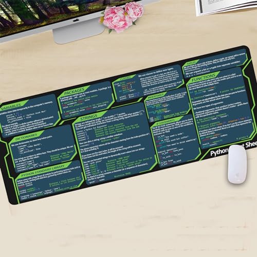Designfullprint Python Cheat Sheet Mousepad for Beginner, Python Reference Guide Desk Mat, Python CheatSheet for Software Engineers, Gift for AI Programmer Desk Mat KMH - Image 4