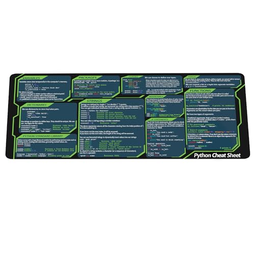 Designfullprint Python Cheat Sheet Mousepad for Beginner, Python Reference Guide Desk Mat, Python CheatSheet for Software Engineers, Gift for AI Programmer Desk Mat KMH - Image 1