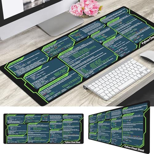 Designfullprint Python Cheat Sheet Mousepad for Beginner, Python Reference Guide Desk Mat, Python CheatSheet for Software Engineers, Gift for AI Programmer Desk Mat KMH - Image 2