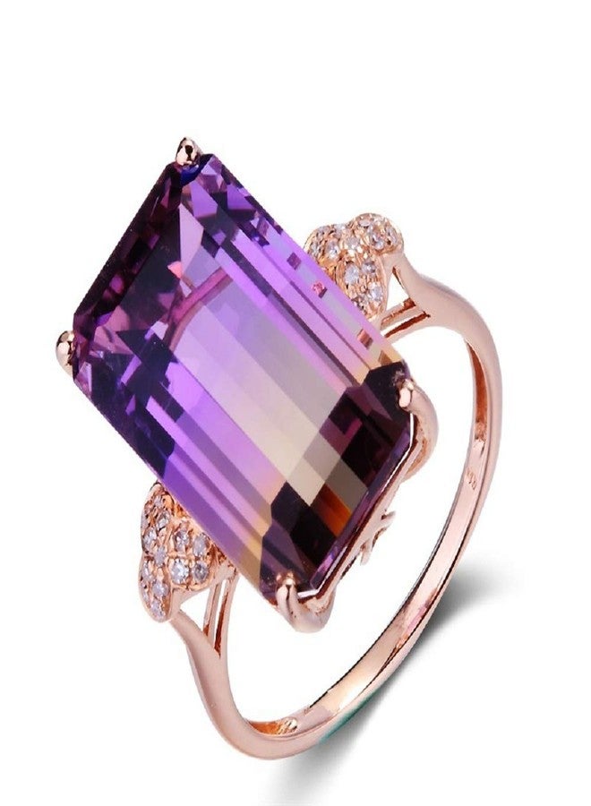 Hsitgexf Vintage 18K Rose Gold Plated Purple Gemstone Emerald Cushion Cut Tourmaline Ring Women's Anniversary Engagement Jewelry (US Size 10) - Image 1