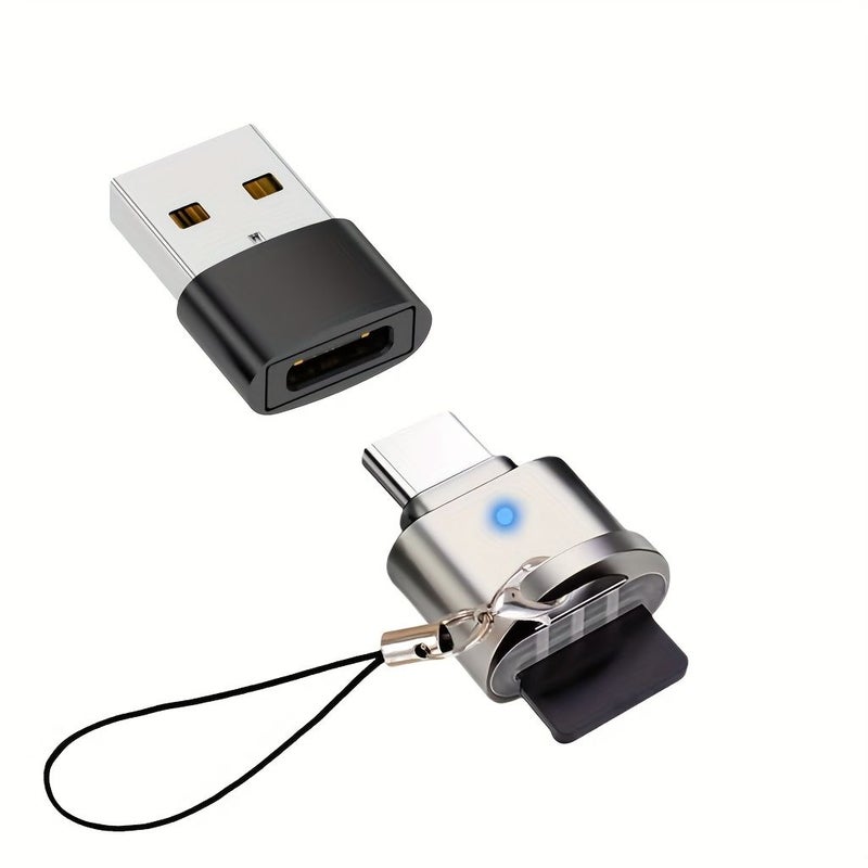 USB C SD Card Reader Alloy Shell for Laptop Macbook Galaxy Phone with Adapter - Image 1