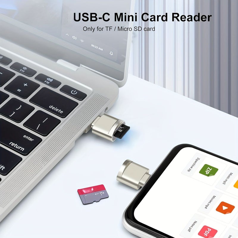 USB C SD Card Reader Alloy Shell for Laptop Macbook Galaxy Phone with Adapter - Image 3