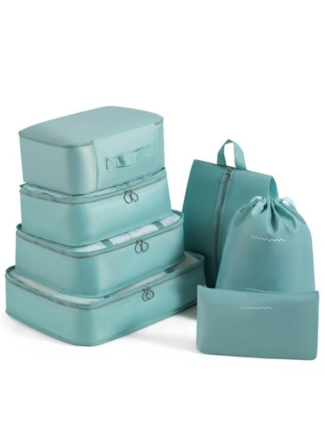 7-piece Travel Storage Bag Clothing Classification Storage Bag Travel Organization Storage Bag Waterproof Storage Bag Luggage Compartment Item Classification and Organization (Blue) - Image 1