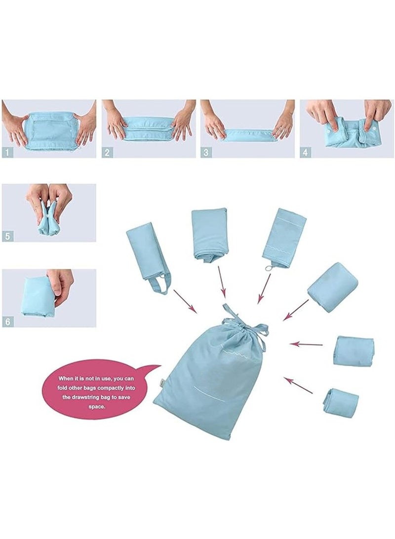 7-piece Travel Storage Bag Clothing Classification Storage Bag Travel Organization Storage Bag Waterproof Storage Bag Luggage Compartment Item Classification and Organization (Blue) - Image 2