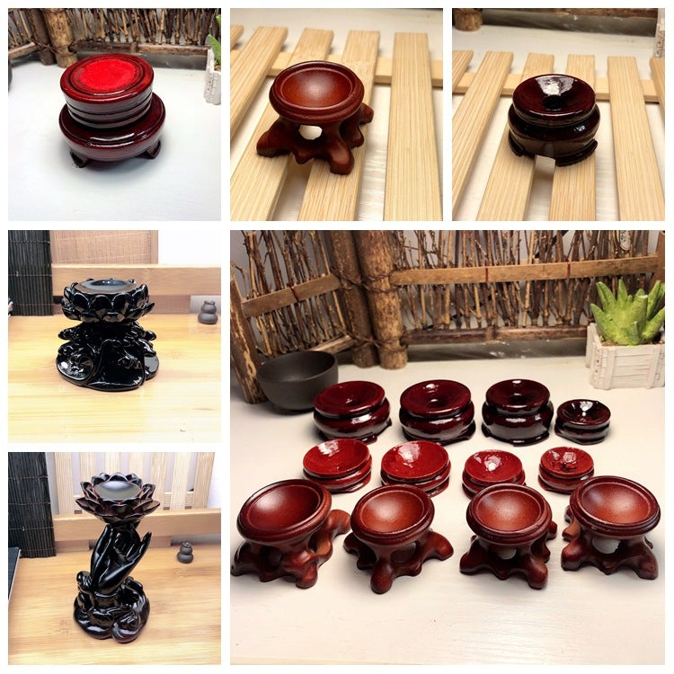 Crystal Ball Seat Spherical Ornaments Seat Carved Carved Wooden Support Rotating Ball Support Ball Seat Jewelry Accessories - Image 2