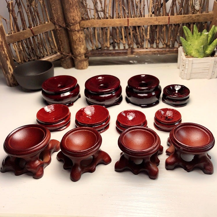 Crystal Ball Seat Spherical Ornaments Seat Carved Carved Wooden Support Rotating Ball Support Ball Seat Jewelry Accessories - Image 3