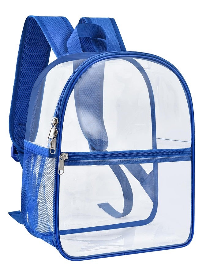 Paxiland Clear Backpack Stadium Approved 12×12×6 with Reinforced and Wider Shoulder Straps, Small Clear Bag for Schools, Concerts, Work, Festivals and Sporting Events - Blue - Image 1