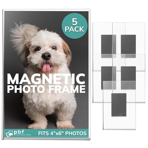 pbf PHOTO BOOTH FRAMES pbf 4x6 Magnetic Picture Frames for Refrigerator | 4 x 6 Clear Magnetic Acrylic Frames | Magnetic Photo Holders for Fridge, Locker, Photo Board, Art Display, Sign Holder (5-Pack) - Image 1