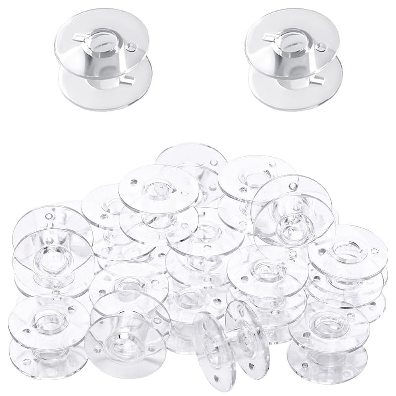 TRKETK 100 Pieces Bobbin Sewing Machine Bobbins for Sewing Machine Universal Transparent Plastic Sewing Machine Spool for Most Sewing Machines - Image 1