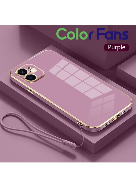 Mobile Phone Case for iPhone 12 Electroplated Protective Case Gold-Purple