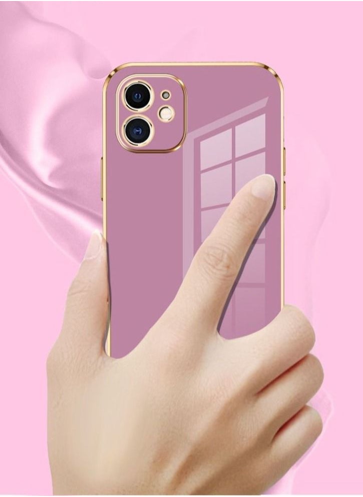 Color Fans - Mobile Phone Case for iPhone 12 Electroplated Protective Case Gold-Purple - Image 1