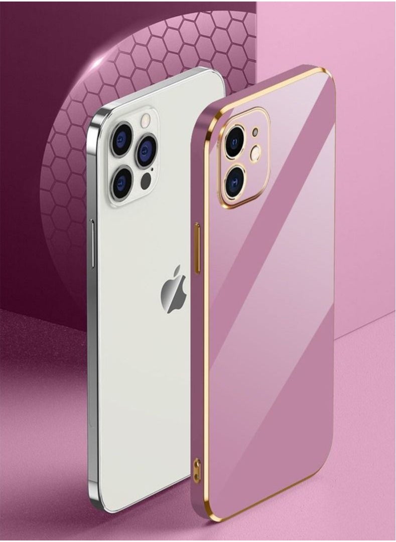 Color Fans - Mobile Phone Case for iPhone 12 Electroplated Protective Case Gold-Purple - Image 1