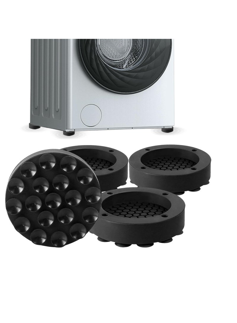 Excefore Anti Vibration Pads for Washing Machine, 4 Pcs Noise Cancelling Washing Machine Support, Washer and Dryer Pedestals Fit All Machines, Washing Machine Foot Pads, Protects Laundry Room Floors, Black - Image 1