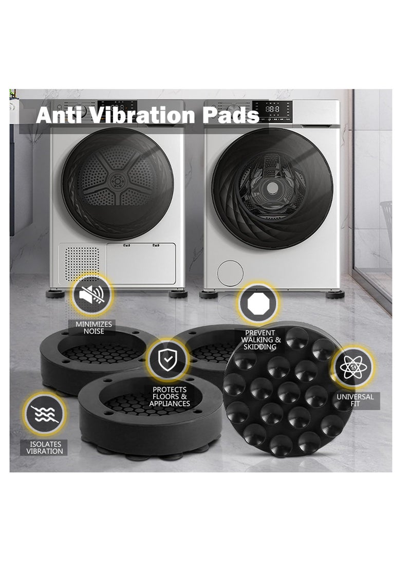 Excefore Anti Vibration Pads for Washing Machine, 4 Pcs Noise Cancelling Washing Machine Support, Washer and Dryer Pedestals Fit All Machines, Washing Machine Foot Pads, Protects Laundry Room Floors, Black - Image 2