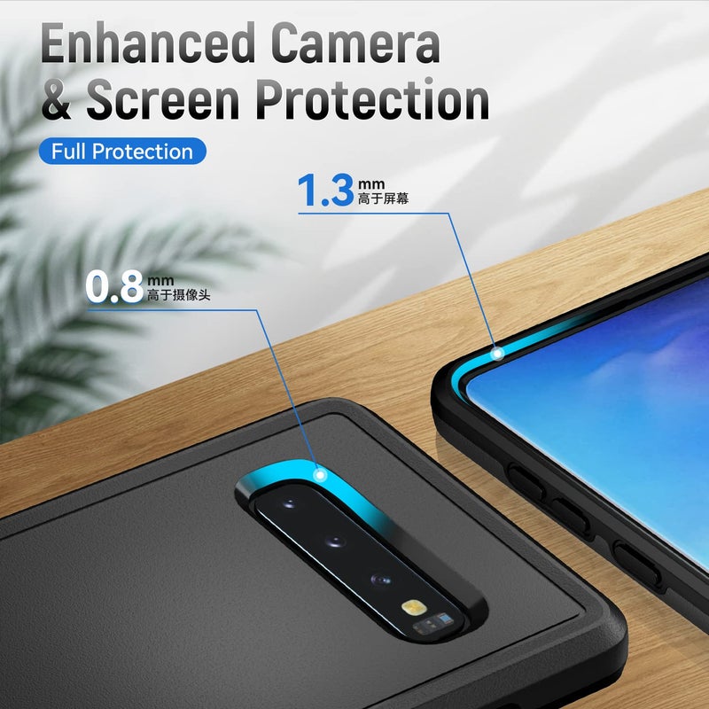 Warsia for Samsung Galaxy S10 Case,with HD Screen Protector [Military Grade Drop Tested] Heavy-Duty Tough Rugged Shockproof Protective Case for Samsung S10, Black - Image 4