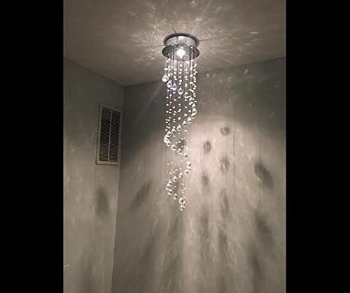 GANE-SHLIGHTS 3 Feet Height Crystal Glass Spiral Modern Led Chandelier for Banquet Hall, Living Room, Stair Area, Hotels, Temples, Office, Resort Ceiling Light (Warmwhite) - Image 1