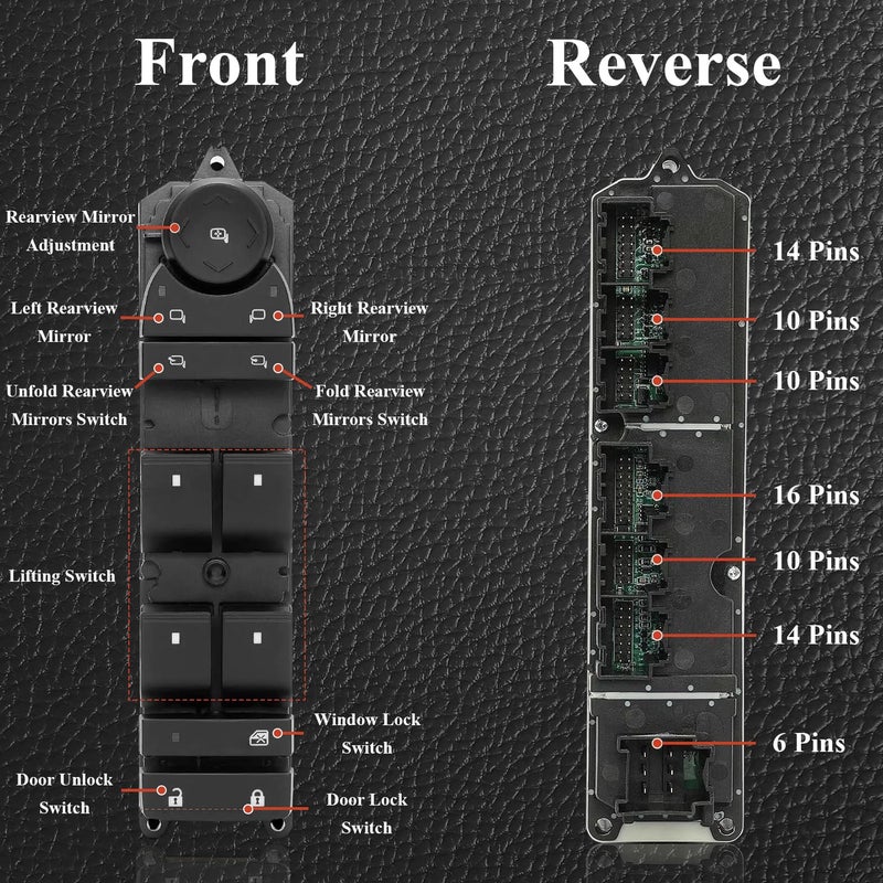 TINJO Front Driver Side Master Power Window Switch for Chevy Silverado, GMC Sierra, Cadillac Escalade - Image 3