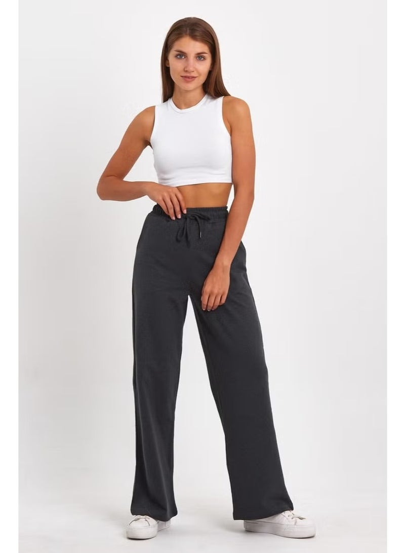 mmetalic Black-Anthracite Women's Seasonal Casual Wide Leg Side Pocket 2-Pack Sweatpants - Image 2
