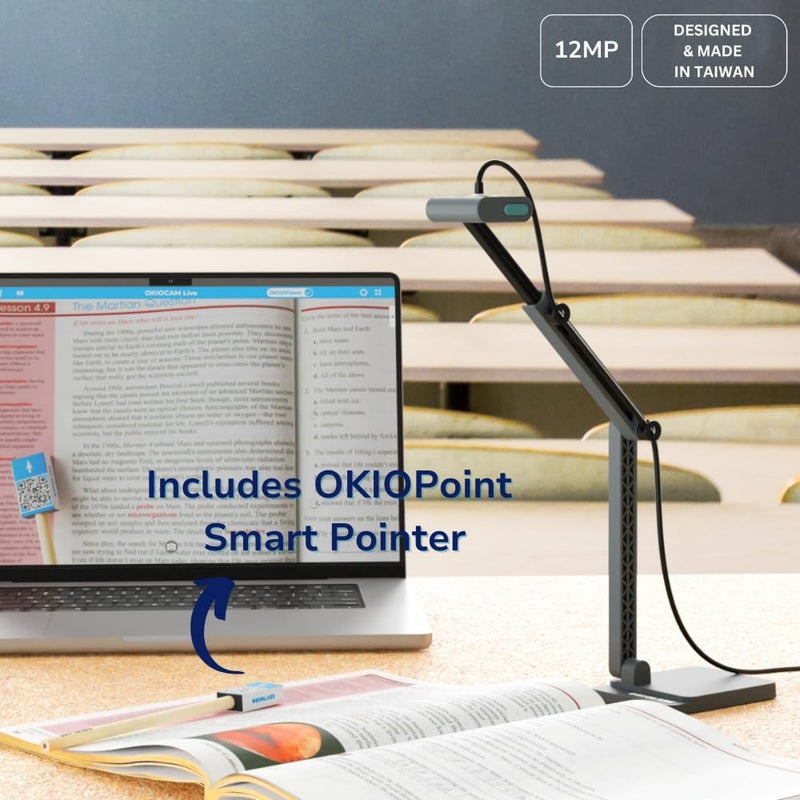 OKIOLABS OKIOCAM S2 Pro 13-MP USB Document Camera, Built-in Light & Mic, OKIOPoint Smart Pointer, for PC | Mac | Chromebook, Ultra HD Camera for Live Demo for Web Conference, Remote Teaching - Image 2