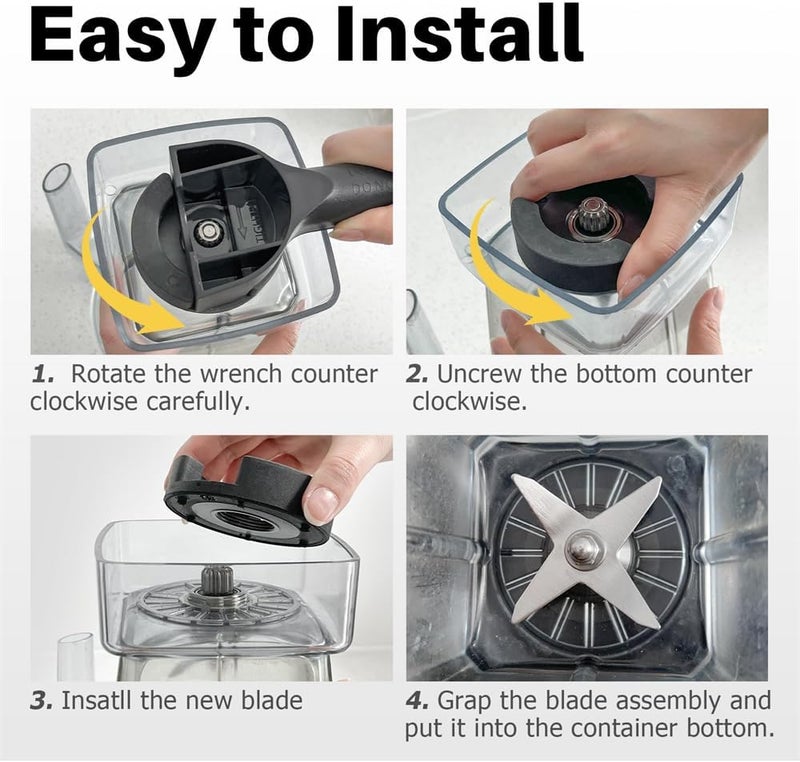 Luckam Blade Replacement Parts for Vitamix Blender, Wet Blade Replacement Assembly with Wrench and Drive Socket Replacement Compatible for Vitamix 64oz and 32oz Container - Image 2