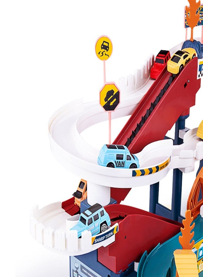 Juqic Toy Car Ramp Track Dinosaur Climbing Hills Railcar Colorful Vehicles Construction Play Set with 12 Mini Racer Cars and Track for Preschool Gifts Kids Ages 3 Years and Older (Dinosaur Hill) - Image 4