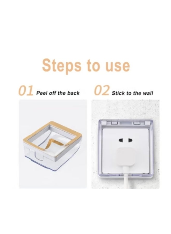 غطاءان مقاومان للماء للمقابس الكهربائية، غطاء مقاوم للرذاذ والغبار، صندوق حماية لاصق لمقابس الحائط الكهربائية للمنزل والمطبخ والحمام (شفاف) - Image 4