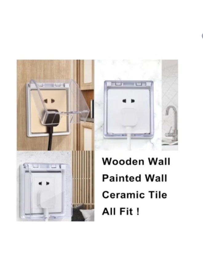 غطاءان مقاومان للماء للمقابس الكهربائية، غطاء مقاوم للرذاذ والغبار، صندوق حماية لاصق لمقابس الحائط الكهربائية للمنزل والمطبخ والحمام (شفاف) - Image 5