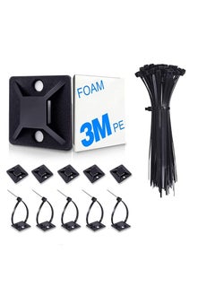 Generic Cable Ties, 100Pcs Zip Tie Adhesive Mounts, Self Adhesive Cable Tie Base Holders, Adhesive Backed Mount with 500Pcs Nylon Cable Tie for Cable Management, DIY, Home, Office Workshop  - Image 1