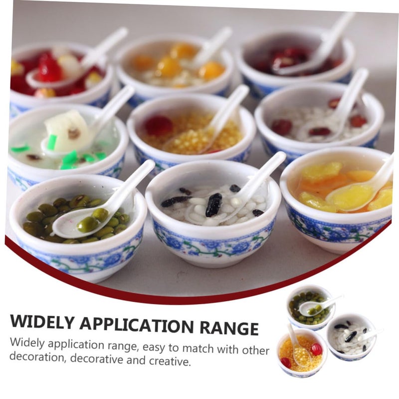 3Pcs Miniature Dessert Bowls With Spoons Dollhouse Accessory Random Style - Image 5