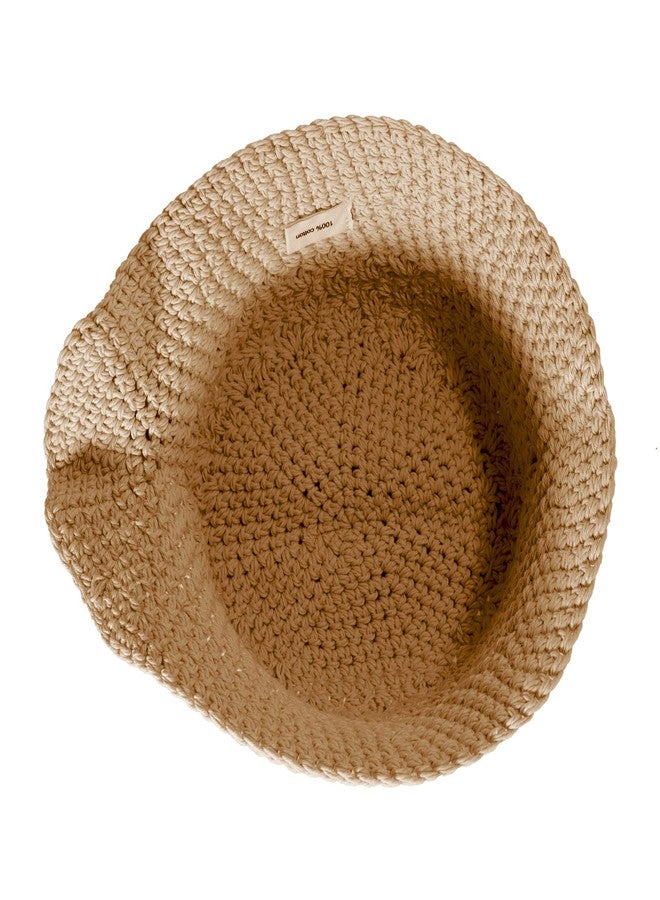 ZLYC قبعة دلو كروشيه شتوية نسائية من ZLYC، مصنوعة يدوياً من القطن المحبوك، قبعة بولر (لون كاكي مزين بفيونكة) - Image 5