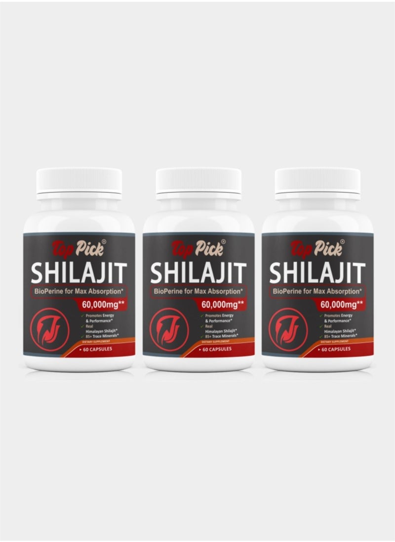 Top Pick Shilajit Bioperine For Max Absorption 60,000mg Pack of 3 