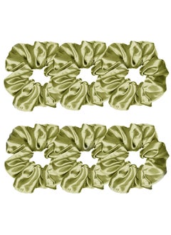 Sufermoe Sufermoe 6 Pcs Satin Silk Hair Scrunchies Olive Green 45 Inch Hair Ties Hair Bands Ponytail Holders Hair Accessories for Women and Girls 