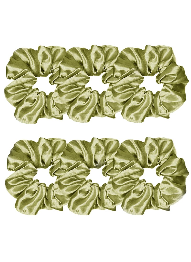 Sufermoe - Sufermoe 6 Pcs Satin Silk Hair Scrunchies Olive Green 45 Inch Hair Ties Hair Bands Ponytail Holders Hair Accessories for Women and Girls - Image 1