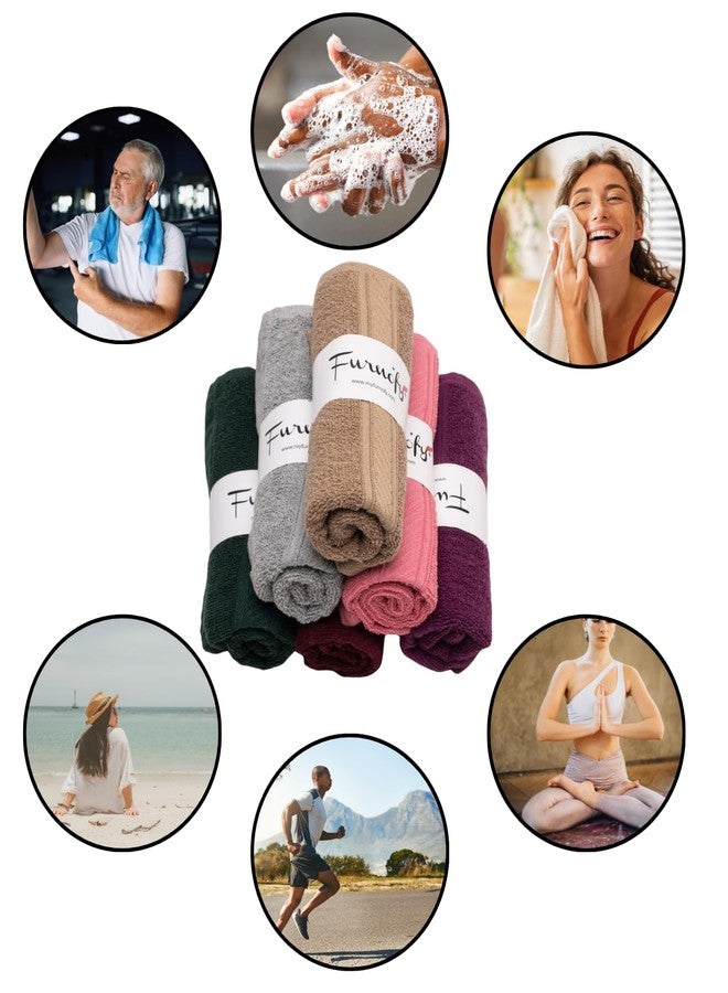 Furnofy Premium Cotton Hand Towels Set of 6 – Ultra Soft, Highly Absorbent & Quick-Dry for Gym, Kitchen, Pool, Travel & Home (40x60 cm, Vibrant Multicolor) - Image 3