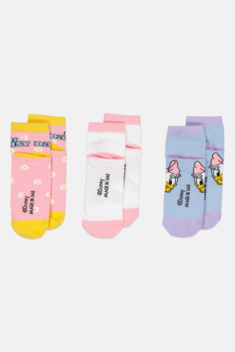 Disney Kids Girl 3 Pairs Ankle Socks, Multicolor  - Image 3