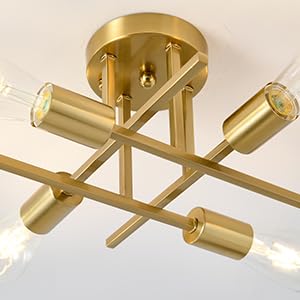 EGM Gold Semi Flush Mount Ceiling Light, 4-Light Modern Kitchen Light Fixture with E26 Base, Ceiling Lamp for Bedroom, Sputnik Chandelier for Dining Room Living Room Foyer Office (1 Pack) - Image 4