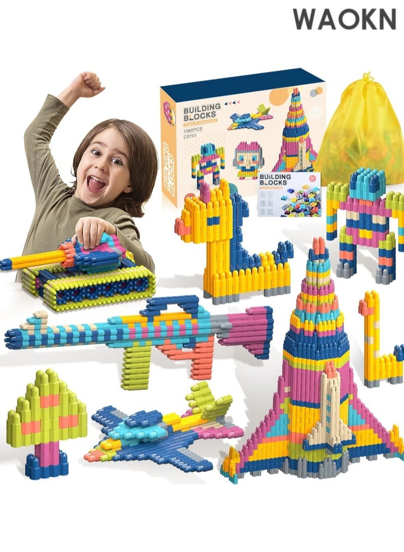 دبليو أيه أو كي أن مجموعة من 280 قطعة من مكعبات البناء وألعاب التكديس، ألعاب تعليمية جذعية فعالة للعب العملي، مكعبات تكديس آمنة، ألعاب بناء تكديس ملونة وتعليمية - Image 1