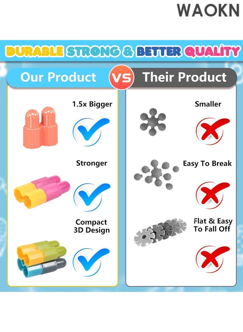 دبليو أيه أو كي أن مجموعة من 280 قطعة من مكعبات البناء وألعاب التكديس، ألعاب تعليمية جذعية فعالة للعب العملي، مكعبات تكديس آمنة، ألعاب بناء تكديس ملونة وتعليمية - Image 3