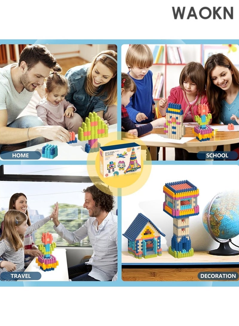دبليو أيه أو كي أن مجموعة من 280 قطعة من مكعبات البناء وألعاب التكديس، ألعاب تعليمية جذعية فعالة للعب العملي، مكعبات تكديس آمنة، ألعاب بناء تكديس ملونة وتعليمية - Image 5