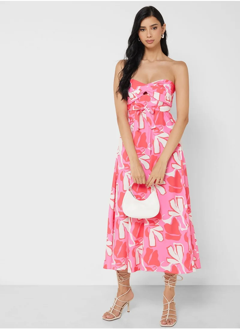Ginger Bandeau Floral Print Maxi Dress
