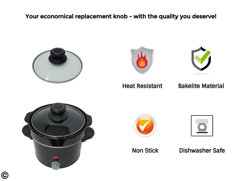 Melzon Cookware Universal Replacement Lid Knob – Heat Resistant, Bakelite Kitchen Pot Lid Handle, Black w/Silver Lining (1) - Image 3