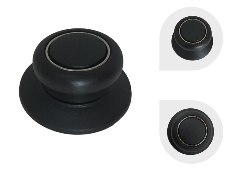 Melzon Cookware Universal Replacement Lid Knob – Heat Resistant, Bakelite Kitchen Pot Lid Handle, Black w/Silver Lining (1) - Image 1