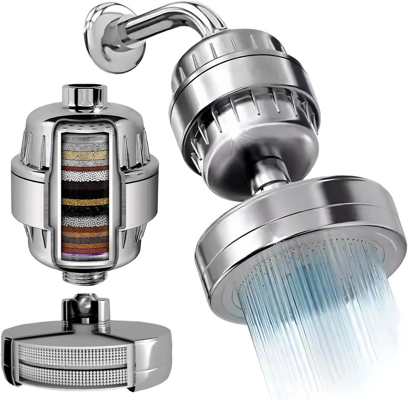 LOVNOV 25-Stage Shower Filter with High-Pressure Shower Head, Hard Water Softener for Skin & Hair, Chlorine & Heavy Metal Reduction, 5 Spray Modes, Easy Installation - Image 1