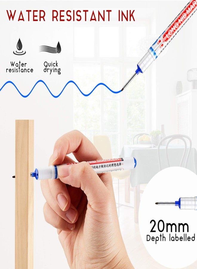 زنون 3 قطع من أقلام تحديد الثقوب العميقة متعددة الأغراض من زونون، مقاومة للماء، ذات رأس طويل، هدايا لمحبي أعمال النجارة، وأدوات الآلات، (أحمر، أسود، أزرق) - Image 3