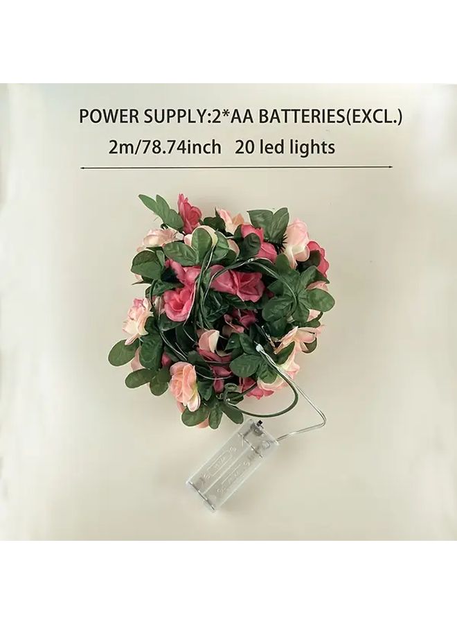 Pink Artificial Rose Vine Fairy Lights Romantic Decorative Garland for Indoor Party Wedding Home - Image 3