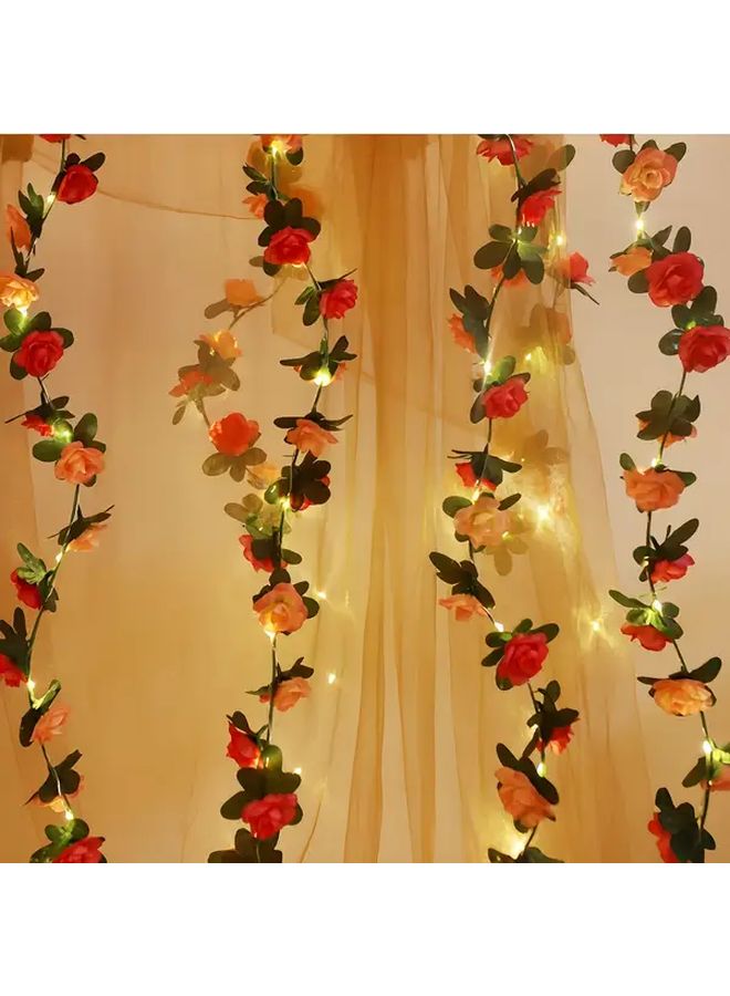Pink Artificial Rose Vine Fairy Lights Romantic Decorative Garland for Indoor Party Wedding Home - Image 2