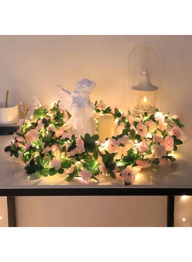 Pink Artificial Rose Vine Fairy Lights Romantic Decorative Garland for Indoor Party Wedding Home - Image 5