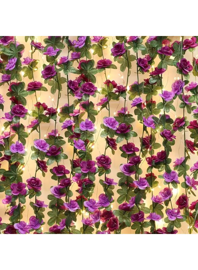 Pink Artificial Rose Vine Fairy Lights Romantic Decorative Garland for Indoor Party Wedding Home - Image 4