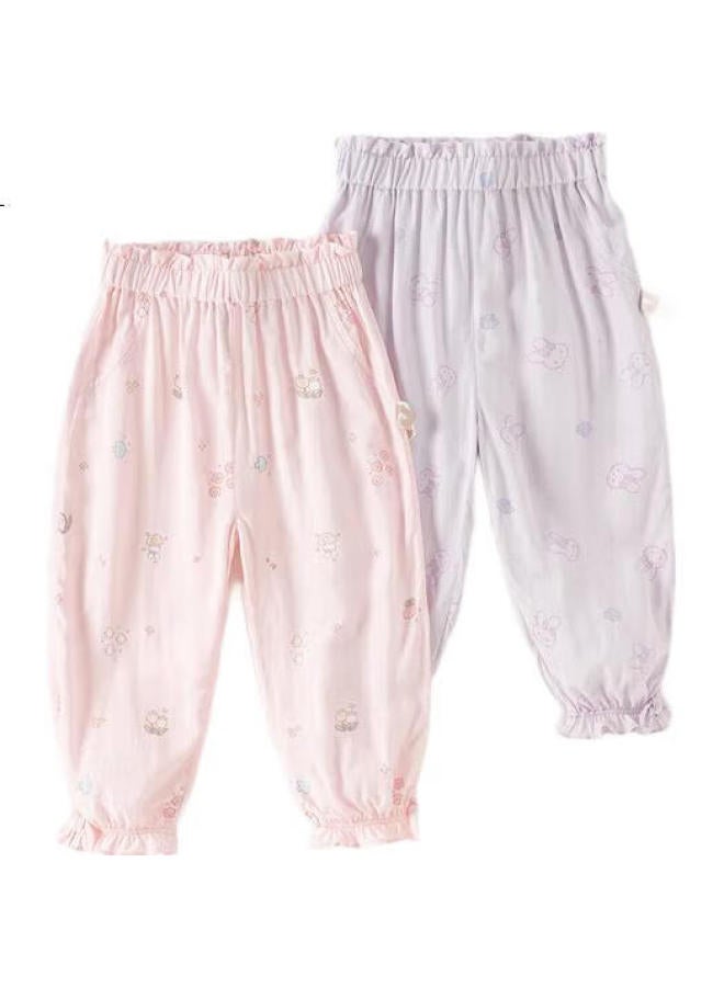 Dave & Bella Davebella Children'S Pants, Summer Girls' Trendy Printed Mosquito-Repellent Trousers, Girls' Cartoon Long Pants - Image 2